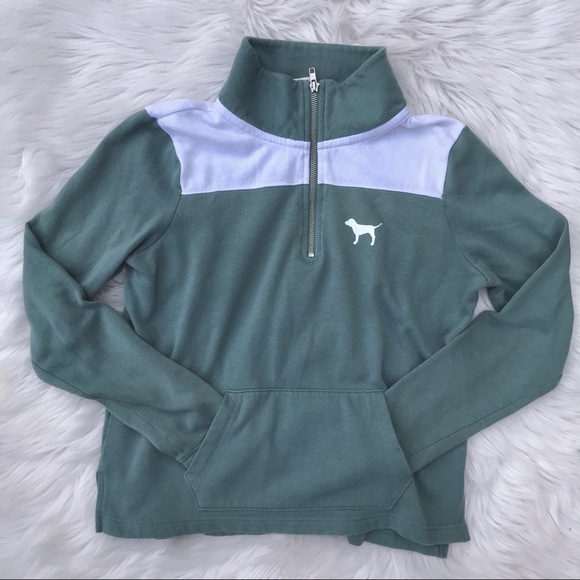 PINK Victoria's Secret Tops - Sage Green Victoria’s Secret PINK Zip Sweater